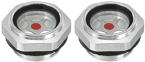 PATIKIL Luftkompressor Ölschauglas 2 Stück Schauglas Kompressor M27*1,5 Außengewinde Aluminium Legierung Kompressor Öl Liquid Schauglas Spurweite Luftkompressor Ersatzteile mit O-ring