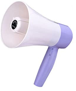 OUSIKA Megaphone Portable 5W Megaphone Handheld Loud Speaker, Lightweight Mega Phone 328 Yard Range, with Volume Control & Foldable Handle Bullhorn Amplifiers (Color : Purple)