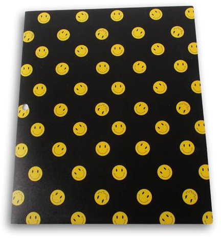 Smiley Face Portfolio-Ordner - 3-Loch mit 2 Taschen Ordner - 9,5 x 11,5 Zoll