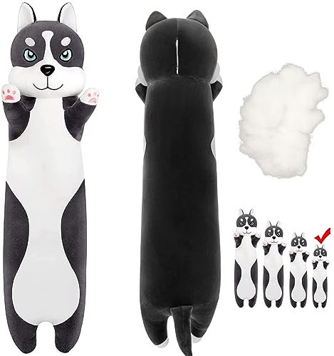 LEcylankEr Husky Kuscheltier 50/70/90/110 cm Weicher Kuscheltier Hund, Hunde Plüschtier Kissen, Husky Plüschtier für Kinder Erwachsene, Süßes Geschenk für Geburtstag Weihnachten Valentinstag (50cm)