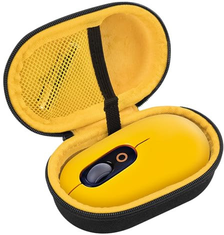 GeekriaÉtui de Transport pour Souris, Sac de Voyage de Protection Rigide, Sac de Rangement pour Souris sans Fil, Compatible avec la Souris Logitech Pop (Jaune éclat)