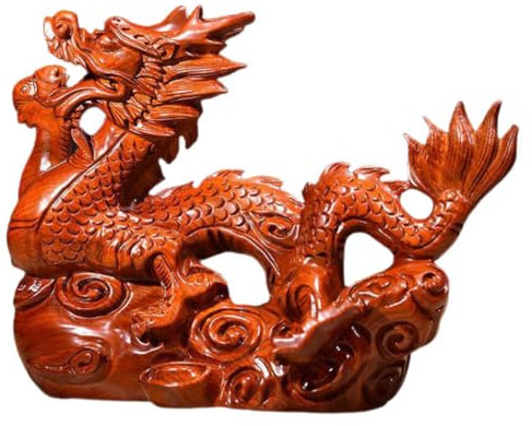 DECHOUS 1 Stück Hölzerne Drachenfigur Drachenstatuen Für Heimdekoration Chinesische Neujahrsdekorationen 2024 Basteldrachen-Dekoration Desktop- In Drachenform