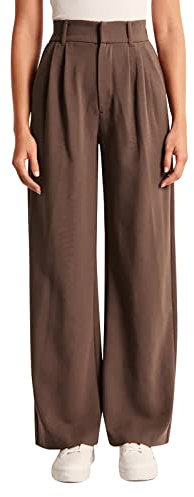 Stoffhose Damen Elegant High Waist Marlenehose Old Money Stretch Damenhosen Weite Hose Schwarze Weites Bein Palazzo Anzughose Korean Fashion Lang Bundfaltenhose Lockere Hosen