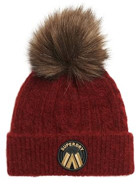 Superdry Damen Luxuriöse Beaniemütze mit Zopfmuster
