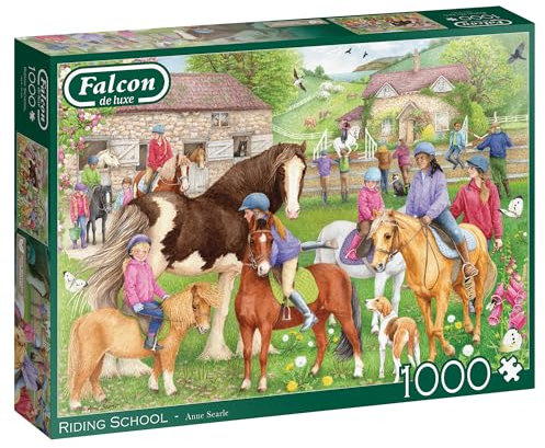 Falcon de Luxe Riding School Adult 1000-Piece Jigsaw Puzzle by Anne Searle - Exquisite Equestrian Center Scene - Premium Recycled Board - Eco-Friendly Packaging