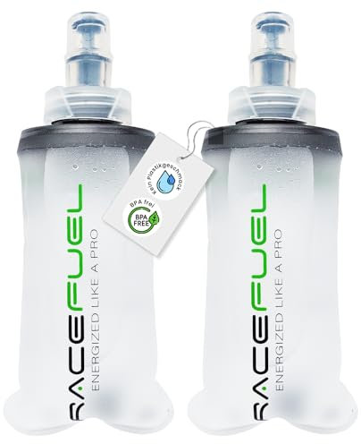 RACEPACE RaceFuel faltbare Trinkflasche Gelflasche, Soft Flask BPA-frei, mit RaceFuel Energy Gel Rezept QR-Code, perfekt zum Laufen, Marathon, Triathlon und Radfahren (2 Stück, 150ml)