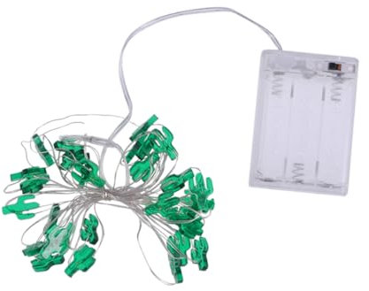Anneome Catena Luminosa Led Batteria Con Luci Verdi Forma Di Cactus Filo Luminoso Decorativo Per Festa Matrimonio Compleanno e Spazio Accogliente