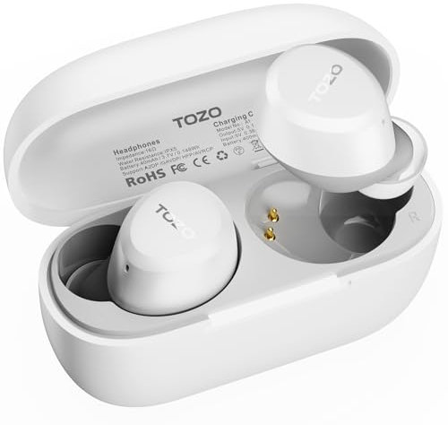 TOZO A1 Bluetooth Kopfhörer, Kopfhörer Kabellos Bluetooth 5.3 In Ear Kopfhörer mit APP Steuerung, 30 Std. Premium Sound, IPX5 Wasserdicht Kabellose Kopfhörer für kleine Ohren - Weiß