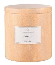 blomus Duftkerze FRABLI | Kerzengefäß aus Marmor | Farbe Indian Tan | Duft Figue | Größe L | 10Ø x 11H cm | Kerze aus Sojawachs mit Geschenkverpackung