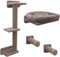 Kerbl Pet Kletterwand Monte Alpi, Wandkratzbaum, taupe, max. Belastbarkeit 10kg, 8-teilig, platzsparend montierbar, Sisalsäulen