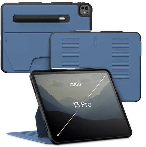 ZUGU CASE iPad Pro 13 Zoll Hülle (M4 / M5) 2024/2025 schlanke Schutzhülle 10 Winkel-Ständer magnetisch, Aufladen iPad Stiftes Auto Sleep/Wake Up [ Pro13 Schieferblau ]