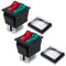 Innfeeltech 2 Pcs Mini Interruptor Basculante Rojo y Verde KCD2-101 4 Pin 4 Posición Interruptor de Palanca con 2 Tapas Impermeables