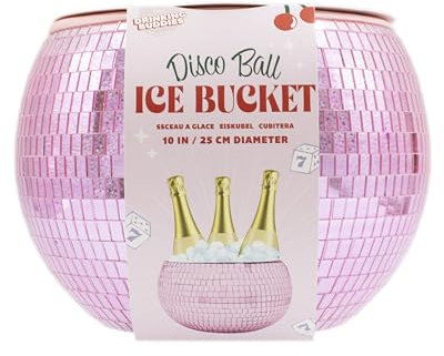 NPW Pink Disco Ball Ice Bucket - Disco Ball Champagne Bucket, Ice Buckets for Parties, Christmas Party Decor