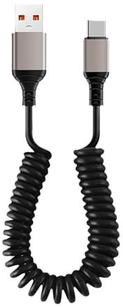 EUZUXU Cable en Espiral USB C, C a USB A, Transferencia de Datos de Carga de Primavera Compatible, Cable USB C para Android Auto Galaxy S24 Ultra S23 FE S22 S21