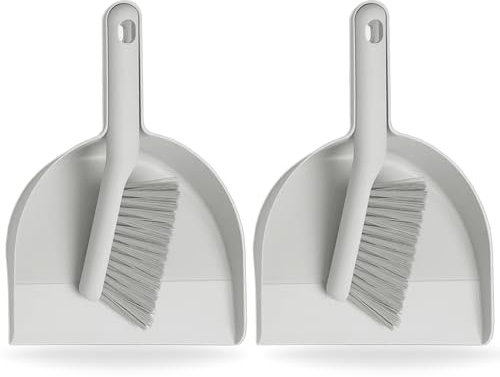 Home Stuff Pack of 2 Dustpan and Brush Set, Dust Pans with Brush, Small Dustpan and Brush Set, Hand Broom and Dustpan Set for Home, Dustpan and Brush Set are Daily Essential Cleaning Tool, Gray