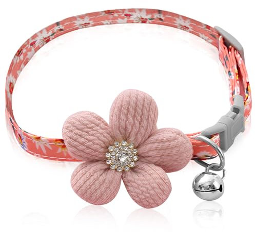 Collari per cani di piccola taglia per cani femmina,Collare per cani rosa Collare per cani floreale, Collari per cani per ragazze per cani di taglia piccola, media e grande (Rosa, Collo 7,9-11,8)