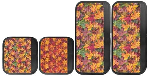 Drnuikhe Halloween Refrigerator Handle Covers Set of 4 Maple Leaves Oven Fridge Handle Covers Anti-Slip Anti-Scratch Protector Gloves Keep Off Fingerprints Food Stains Kitchen Decor Accessories