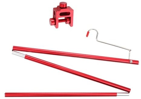 WOONEKY Table Fixed Light Pole Lanterns for Camping Table Lantern Stand Camping Shower Pole for Camping Lamp Hanging Rack Outdoor Folding Lamp Light Pole Outdoor Lantern Red Aluminum Alloy