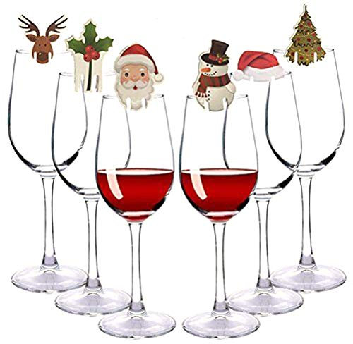 80PCS Cute Christmas Wine Glass Markers, Santa Claus Red Hat Snowman, Dual Card Slot Fixed, Party Decoration, Wide Application for Xmas Party Supplies (Assorted Color)