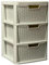 ALEEZ - Large Plastic Drawer Storage Unit - Rattan Effect 3 Drawer Cabinet - Multipurpose Storage Organiser - Office, Tabletop Desktop Drawer - Bedroom Chest Drawer Unit - (Cream, 3 Drawer)