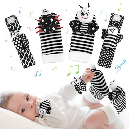 GSrenyu Foot Finder Socks & Wrist Rattles Baby Toys 0-6 Months