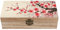 DWTJKMS Aufbewahrungsbox aus Holz, japanische Kirschblüten, große Aufbewahrungskörbe, dekorative Erinnerungsbox mit Scharnierdeckel, Frontverschluss, Holzboxen zum Basteln, Vintage-Schmuckkästchen,