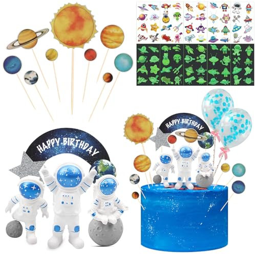 DOWNDRIFT Tortendeko Weltraum 20 Stück Weltraum Kindergeburtstag Astronauten Astronauten Geburtstag Tortendeko Planeten Deko für Astronauten Kuchendekoration