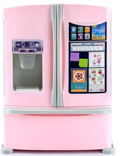 PLAY Nevera Juguete Enfant, Set de Utensilios Cocina Juguete con Frigorífico de Juguete, Juguetes de Comida, Cubitos de Hielo, Efectos de Sonido Realistas, Set de Cocina Infantil para Niños de 3+ Años