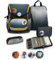 Belmil Premium Compact Plus ergonomisches Schulranzen Set 5 - teilig, AGR, Brustgurt, Hüftgurt, Magnetverschluss (405-41/P/S) (Black Grey 2)