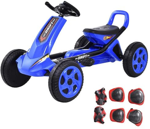 Go-Kart für Kinder von 3-5 Jahren bis 50 kg Körpergröße 90-110 cm,Tretauto mit Handbremse,Verstellbarer Sitz,geschlossene Kettenabdeckung,Vorwärts- und Rückwärtsgang,Pedalantrieb,Eva-Reifen
