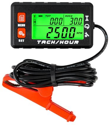 Taikemeti RPM velocímetro, registro de equipaje de tacómetro horas totales y función RPM, diseño impermeable IP67 para cortacésped, tractor, generador de compresor