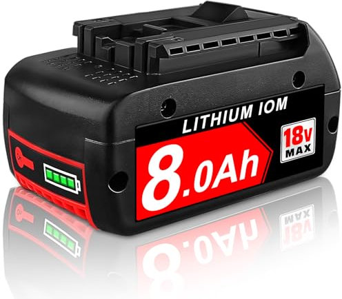 8.0Ah/8000mAh Li-Ion Ersatzakku für Bosch Akku 18V, Kompatibel mit Bosch Akku BAT618 BAT618G BAT609 BAT609G BAT619 BAT619G BAT610G BAT610 BAT618 BAT612 BAT622 (1PCS)