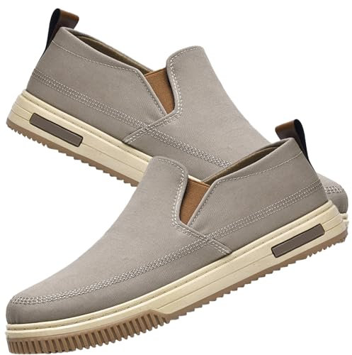 AEHO Scarpa Uomo per Fascite Plantare Scarpe Slip on Pianta Larga Sneaker Casual Senza Lacci Sneakers da Passeggio Ortopediche comode,Marrone,42 EU