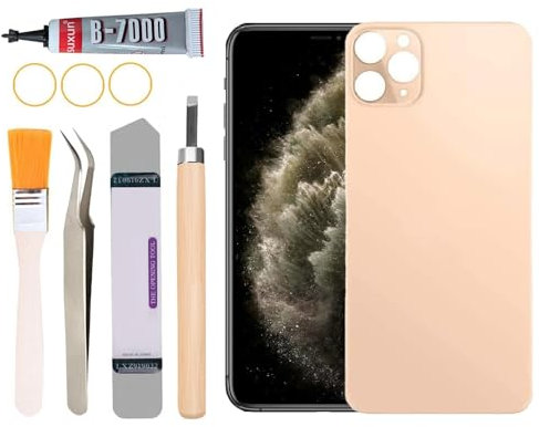 Yuntunele Back Covers Glass Replacement for iPhone 11 Pro Max All Carriers with Professional Tool Set (Gold)