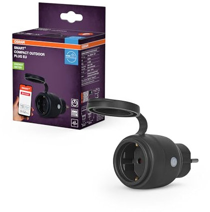 OSRAM SMART+ ZIGBEE prise extérieure UE, prise extérieure avec contrôle de la consommation d'énergie en noir en PP, protection IP44, intégration d'appareils dans la maison connectée