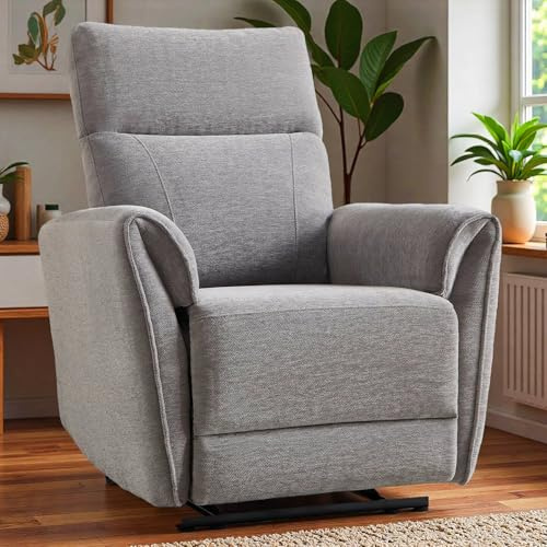 Simore Relaxsessel Fernsehsessel mit Liegefunktion Liegesessel Wohnzimmer TV Sessel, Einzelliegesessel für Wohnzimmer, bis 150 kg Belastbar, Hellgrau