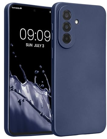 kwmobile Handyhülle für Samsung Galaxy A37 5G Hülle - weiche Silikon Case metallisch schimmernd - Schutzhülle Cover - Metallic Blau