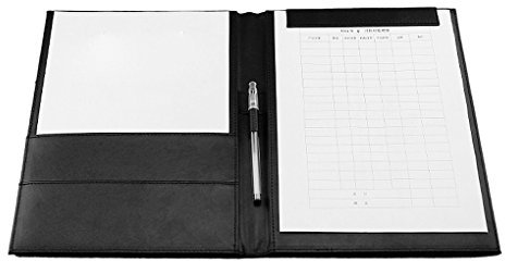 Klemmbrettmappe Magnetklemme A4 PU-Leder Klemmbretter Wasserdicht Akttenmappe Business Dokumentenmappe für Büro und Konferenz Schreibmappe mit Magnetischer mit Kartensteckplatz Schwarz