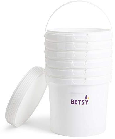 6 x 5 Litre Storage Pots with Lid & Handle - Ideal for Craft, Food Storage, Plastic Containers, Buckets