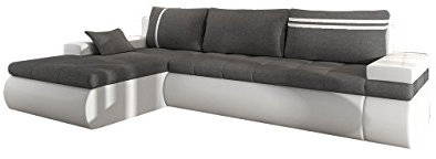 Mirjan24 Big Ecksofa Oslo, Eckcouch mit Bettkasten und Schlaffunktion, Sofa, Bettsofa, L-Form Couch, Elegante Schlafcouch, Polsterecke, Farbauswahl (Seite: Links, Soft 017 + Lux 06)