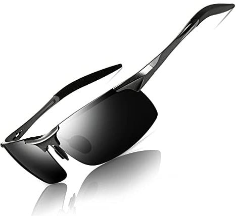 SUNGAIT Men's Sports Square Sunglasses Polarized for Driving Fishing Cycling Running Metal Frame Sunglasses for UV Protection (Gunmetal, Gray) 8177QKHUK