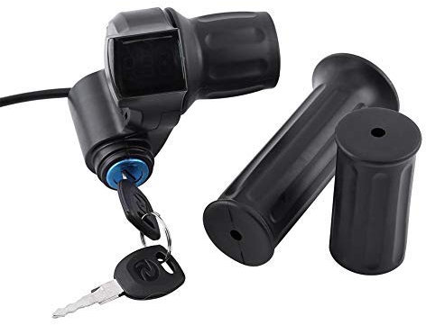 Gasgriff Ebike,Gasgriff Mit Hallsensor,Elektrofahrrad Gasgriff,Elektrisch Fahrrad Gasdrehgriff E-Scooter E Bike Handgriffe 12V-99V Elektro-Bike Scooter Halb Handgelenk Twist Griff Mit Led-Display Key