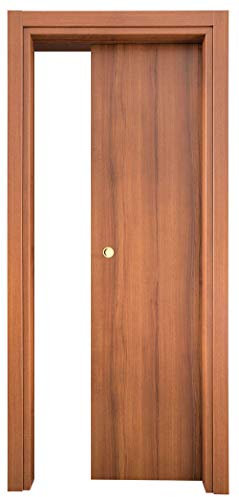 Kimono Porta Interna Scorrevole a Scomparsa Ecodoor 2.0, Noce Nazionale, Reversibile (210x80)