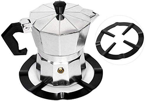 Bewinner Coffee Pot Shelf, Stainless Iron Black Moka Coffee Pot Shelf Round Stove Support Rack Kitchen Tools Pot Racks for Household Cookware, 13.3cm Middle Rack Hole