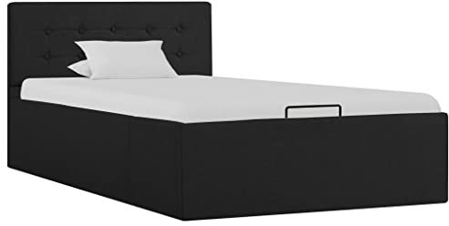 vidaXL Stauraumbett Hydraulisch Polsterbett Einzelbett Bett Schlafzimmerbett Stoffbett Bettrahmen Bettgestell mit Stauraum Dunkelgrau 90x200cm