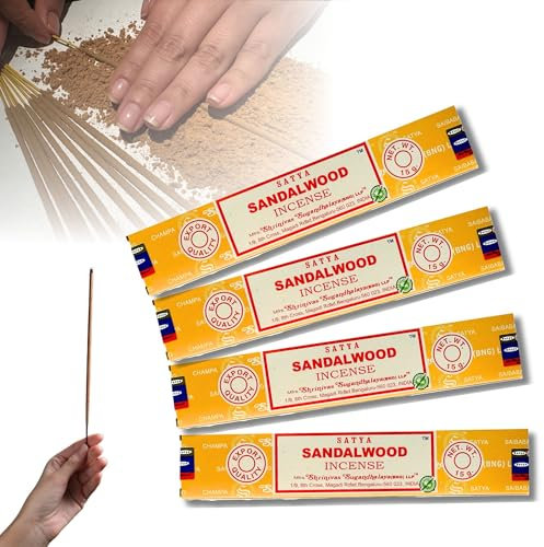 4X Räucherstäbchen Set Original Satya Verschiedene Düfte | Räucherwerk (Sandelholz)