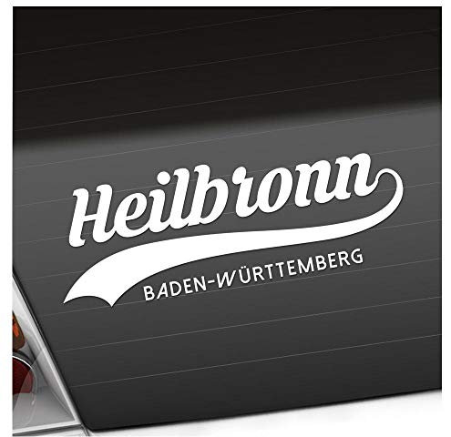 Kiwistar - Autoaufkleber - Heilbronn Baden-Württemberg - Weiss - 20x7cm - Heckscheibe Auto Aufkleber wetterfest für Kfz LKW Mofa Truck - Sticker außen selbstklebend Tuning Zubehör für Fenster