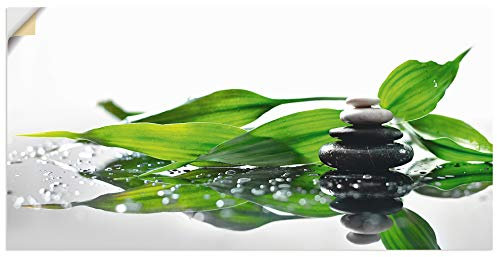 ARTland Wanddeko Wandtattoo selbstklebende Vinylfolie 100x50 cm Asien Zen Wellness Steine Spa Bambus Blätter S7LT