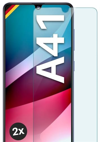 moex ShockProtect für Samsung Galaxy A41 Panzer Schutz Glas 9H Härte, Schutzfolie gehärtetes Schutzglas, 9H Displayschutz Folie Ultra-klar, kompatibel mit jeder Hülle, 2 Stück