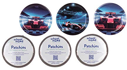 SCHOOL-MOOD Schulranzen-Zubehör 6er Patchy-Set Racecar mehrfarbig